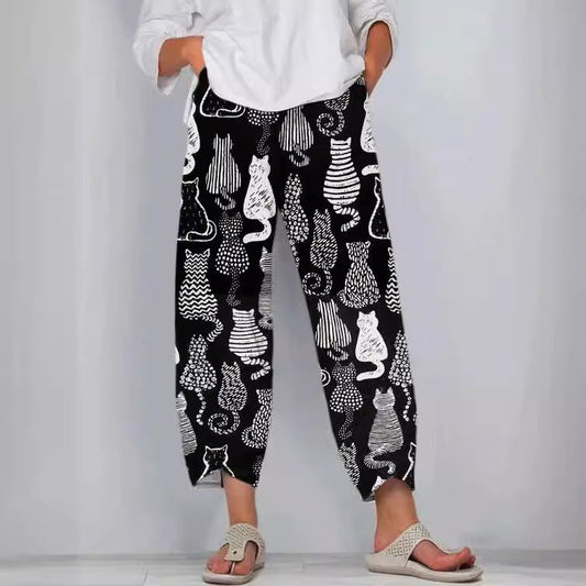 Kalhoty Artful Linen Zarusova s 3D vzorem