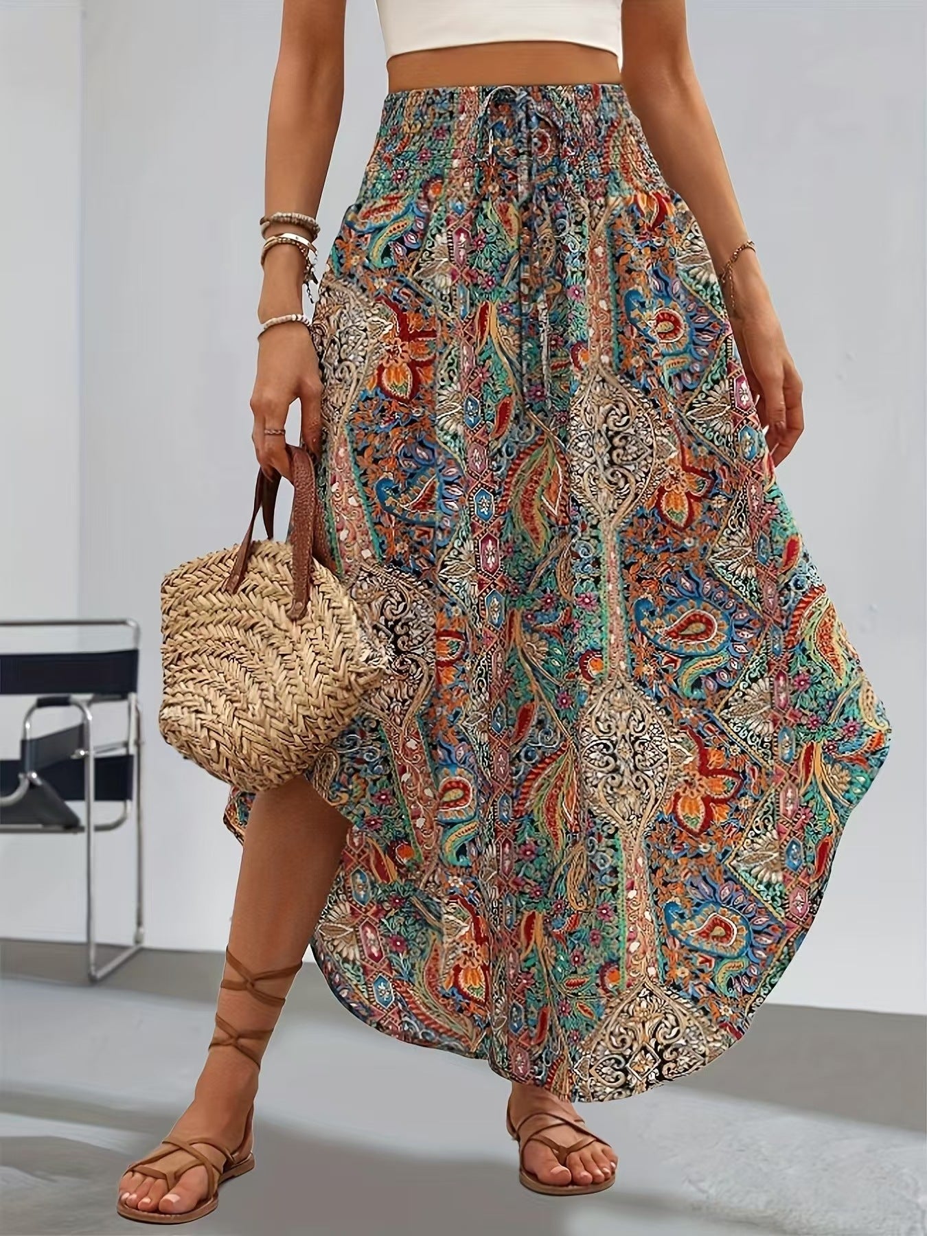 Boho květinová áčková sukně Zarusova