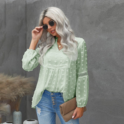 Chic Lace V-Neck Blouse by Zarusova