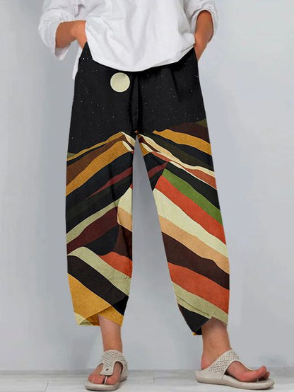 Kalhoty Artful Linen Zarusova s 3D vzorem