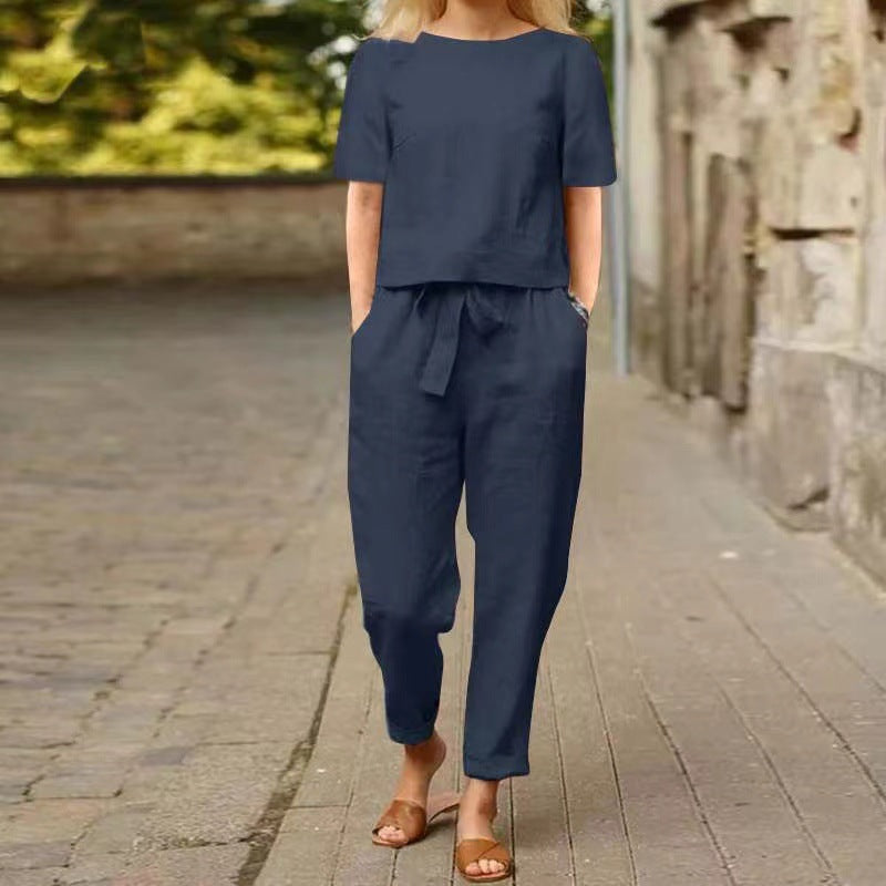 Vintage lněná souprava od Zarusova - letní capri outfit
