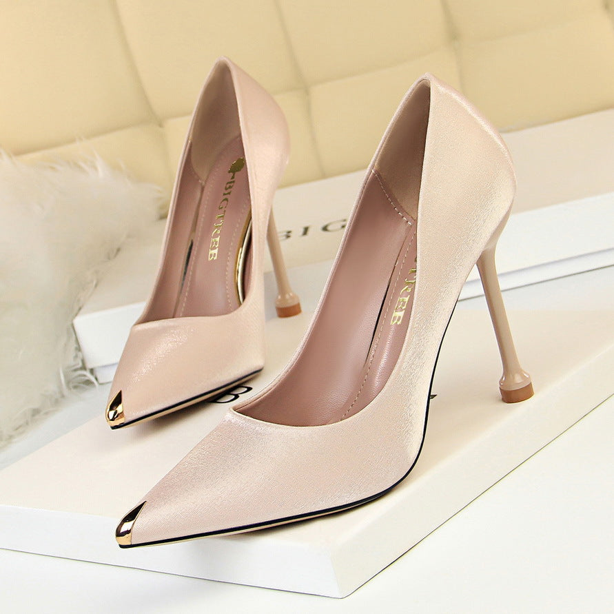Elegant Metallic Satin Heels by Zarusova