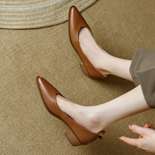 Elegant Sheepskin Low Heels by Zarusova