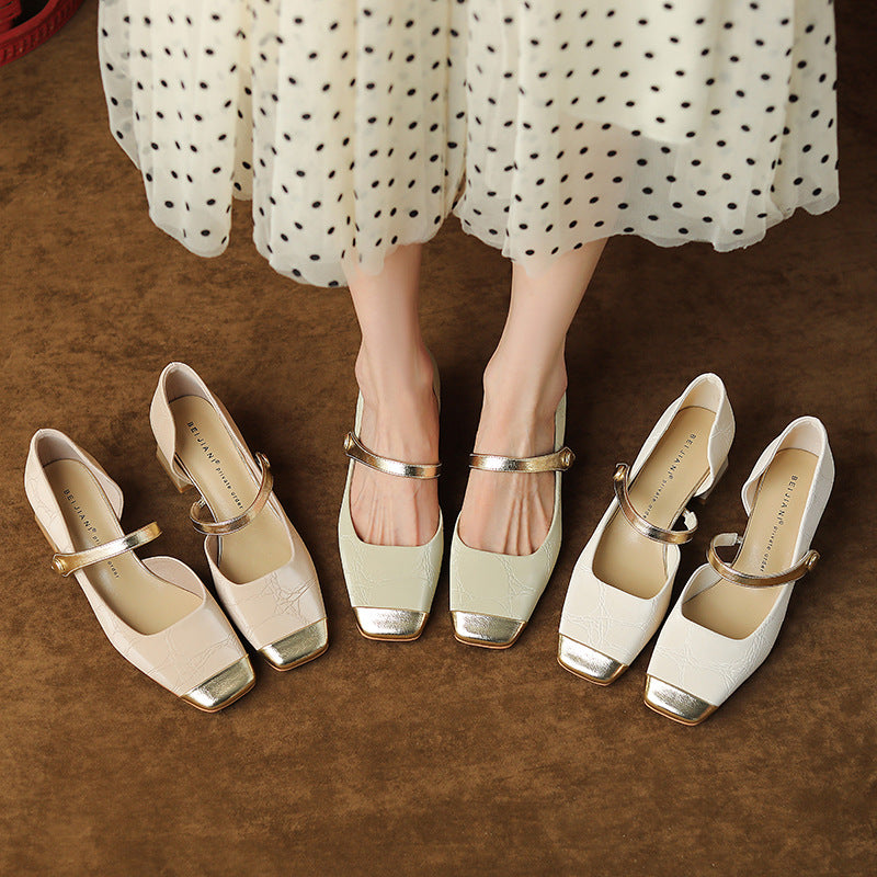 Retro Buckle Zarusova Mid Heel High Heels
