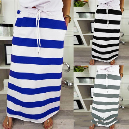 Striped Cotton A-Line Skirt by Zarusova