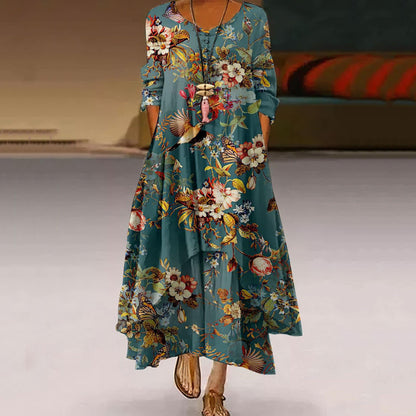 Artistic Floral Swing Dress by Zarusova