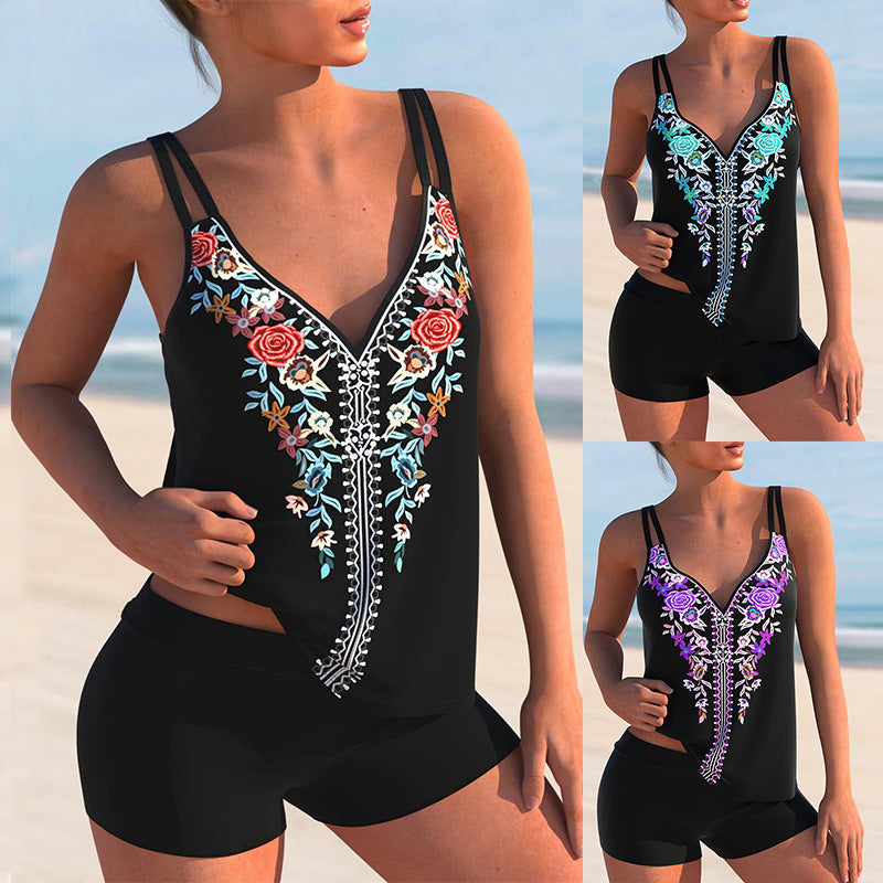 Floral Print Plus Size Bikini by Zarusova