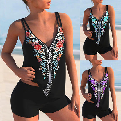 Floral Print Plus Size Bikini by Zarusova