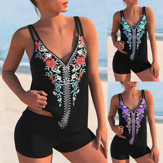 Floral Print Plus Size Bikini by Zarusova