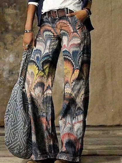 Boho potiskem Zarusova široké kalhoty
