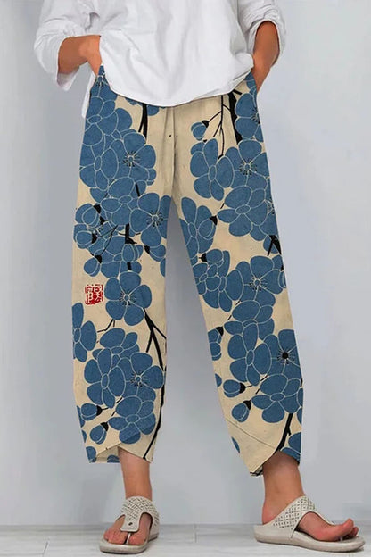 Kalhoty Artful Linen Zarusova s 3D vzorem