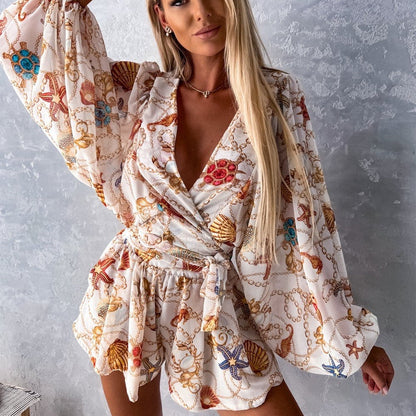 Boho elegantní sada overalu Zarusova s tropickými vzory