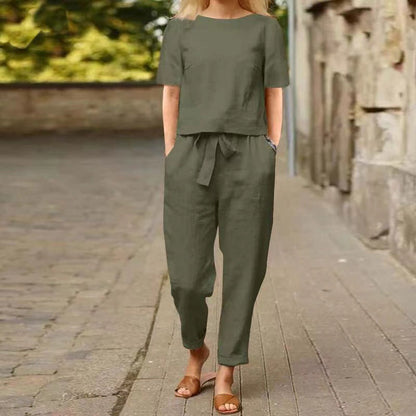 Vintage lněná souprava od Zarusova - letní capri outfit