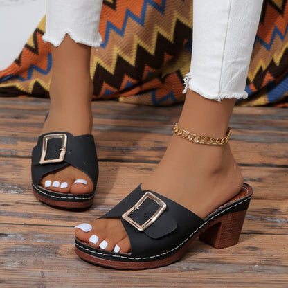 Chic Buckle High Heel Sandals by Zarusova