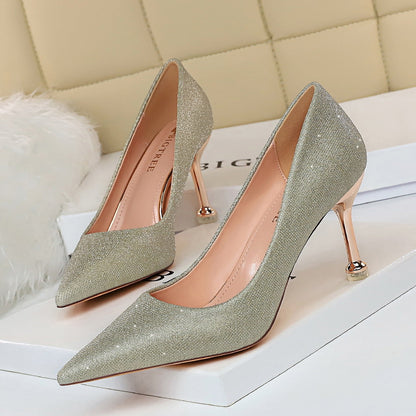 Sparkling Pointed Toe Heels by Zarusova