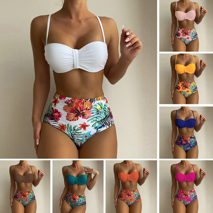 Floral Print High Waist Bikini by Zarusova