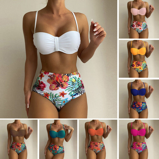 Floral Print High Waist Bikini by Zarusova