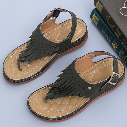 Boho třásňové sandály Zarusova na klínku