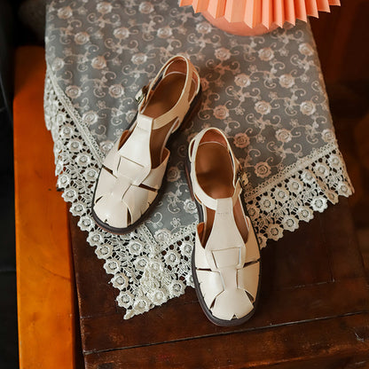 Retro hovězí kožené římské sandály od Zarusova