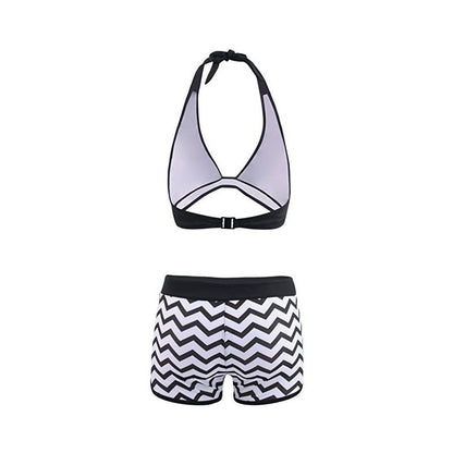 Elegantní bikinový set s kraťasy Zarusova a cikcakovým vzorem