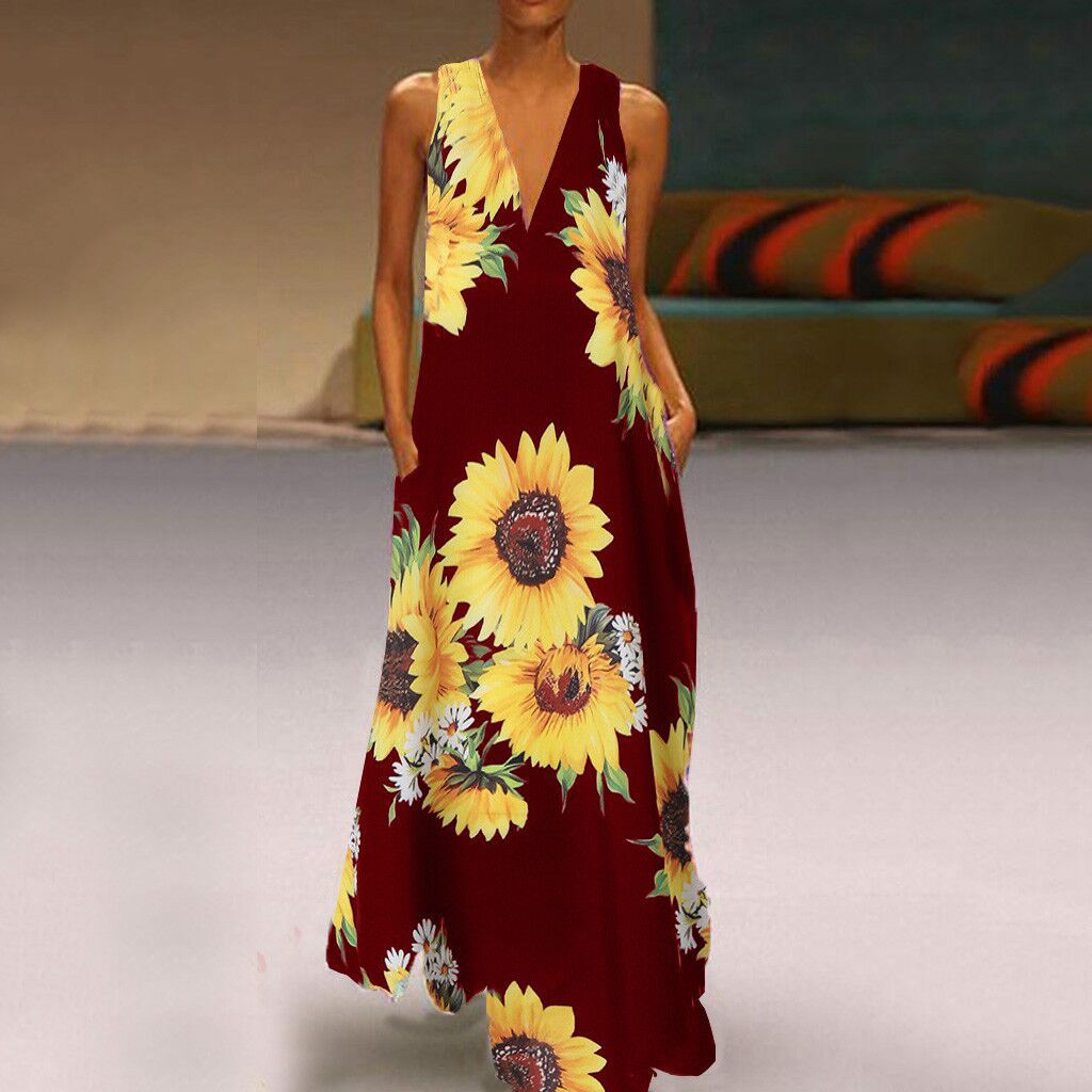 Boho Floral Zarusova Sleeveless Maxi Dress