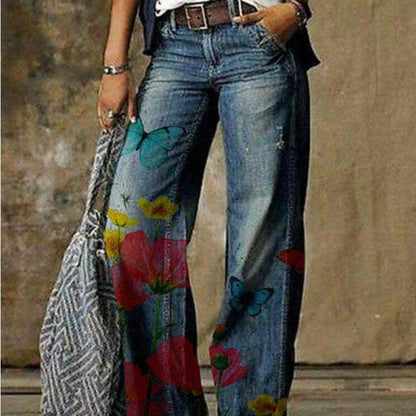 Artistic Floral Wide Leg Pants by Zarusova