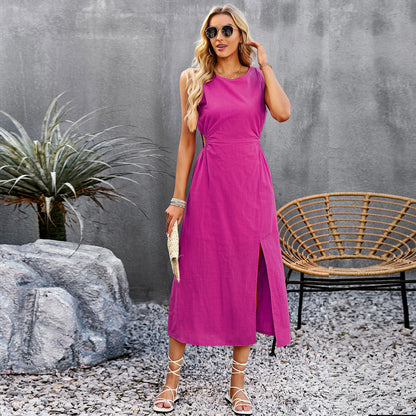Elegantní letní midi šaty bez rukávů od Zarusova