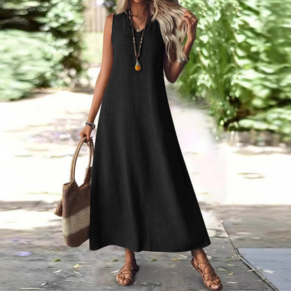 Chic Hemp Sleeveless Dress Zarusova