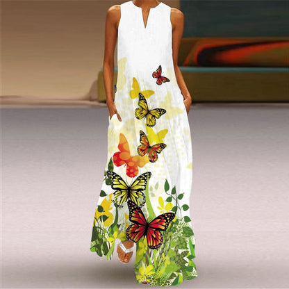 Maxi šaty s živým potiskem Zarusova bez rukávů