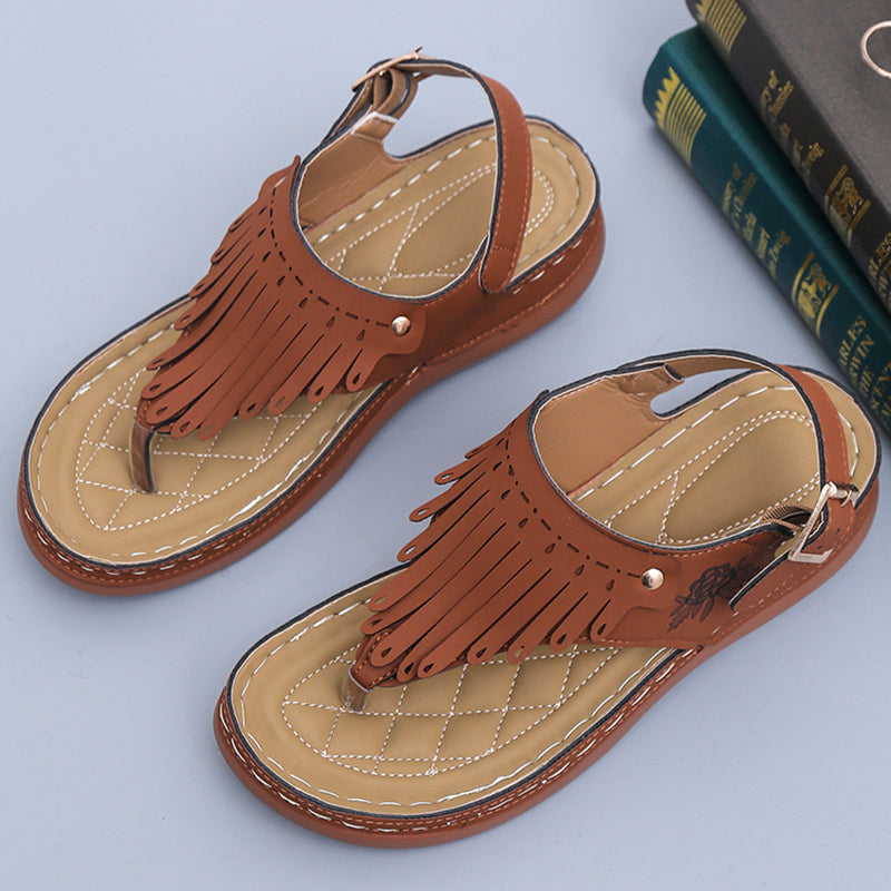 Boho třásňové sandály Zarusova na klínku