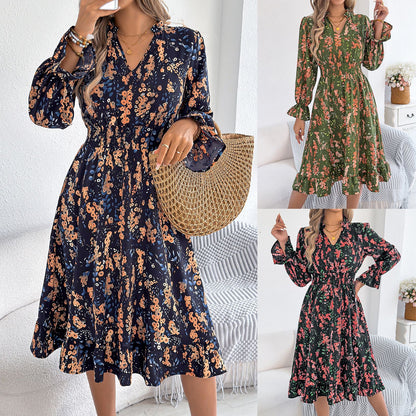Floral Bell Sleeve Zarusova Midi Dress
