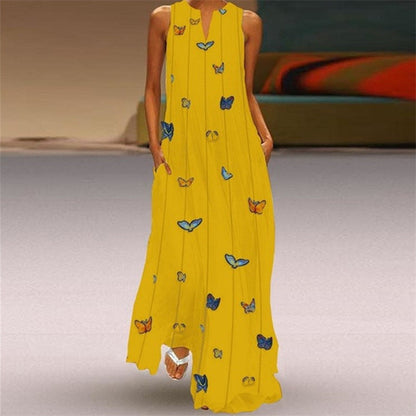 Vibrant V-Neck Swing Dress by Zarusova