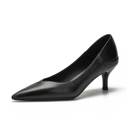 Elegantní černé ovčí kožené podpatky od Zarusova