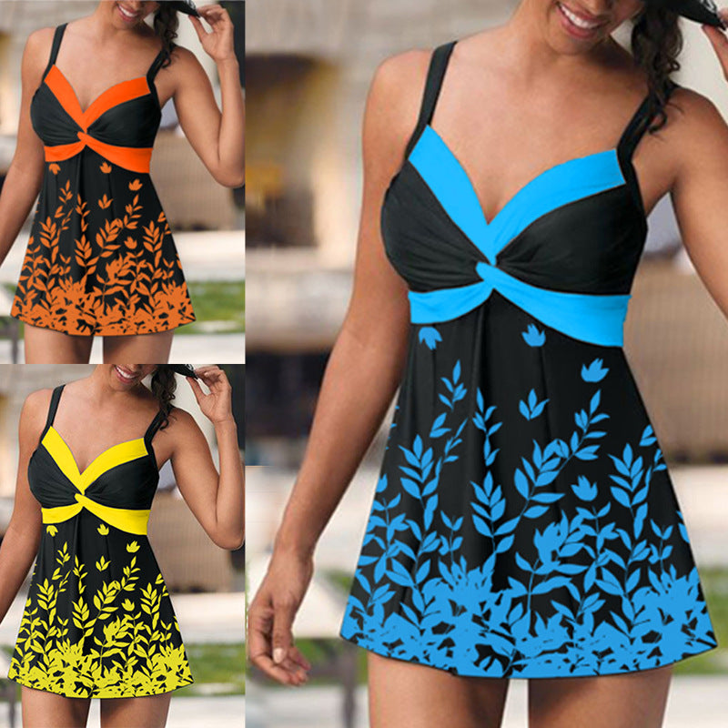 Floral Leaf Skirt Tankini by Zarusova