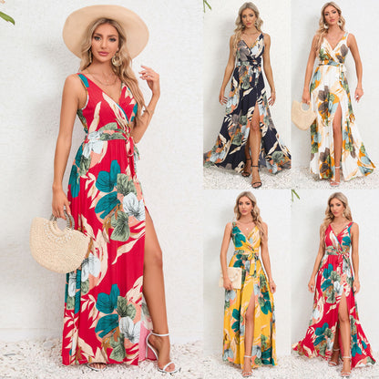 Floral V-Neck Maxi Dress by Zarusova