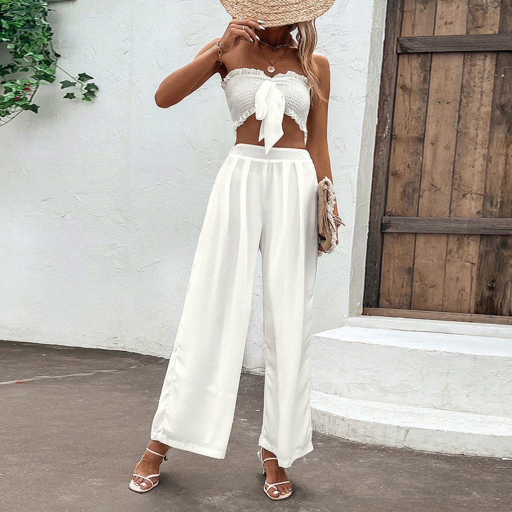 Volánkový bílý set Zarusova Outfit inspirovaný Pinterestem