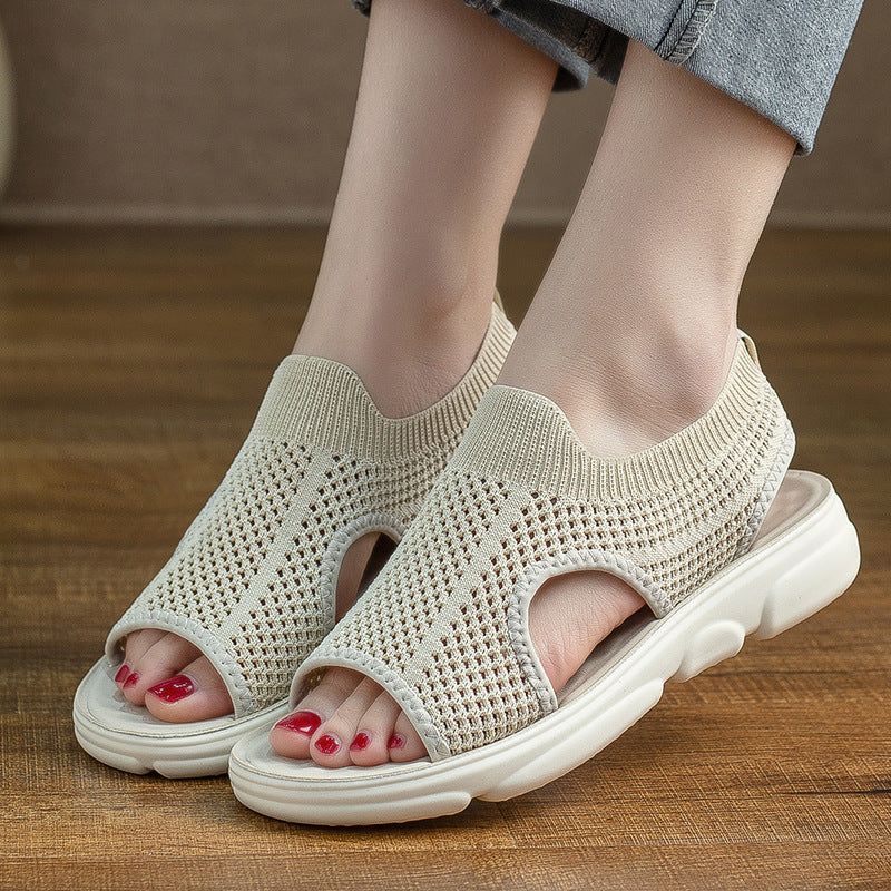 Breathable Knit Flat Sandals by Zarusova