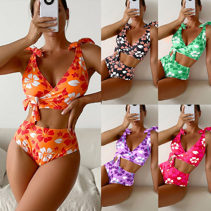 Floral High Waisted Bikini by Zarusova