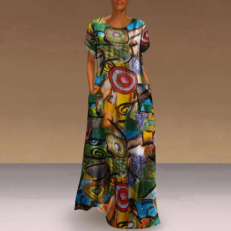 Maxi šaty Zarusova s výrazným potiskem a swingovým vzorem