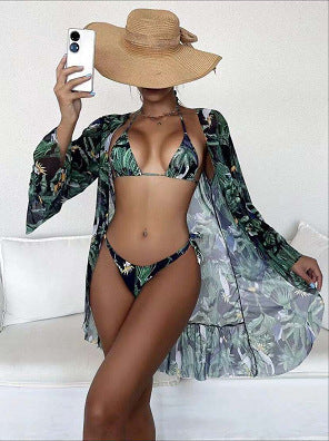 Tropical Print Zarusova Bikini Kimono Set
