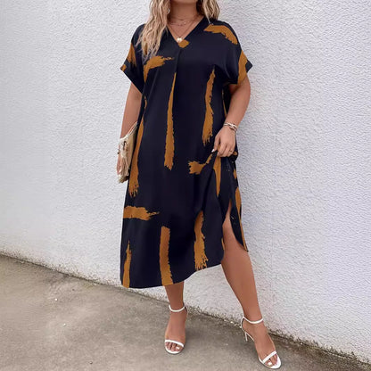 Maxi šaty Zarusova Dolman s moderním geometrickým vzorem