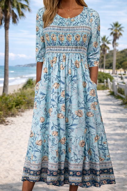 Letní midi šaty Zarusova s květinovým vzorem v boho stylu