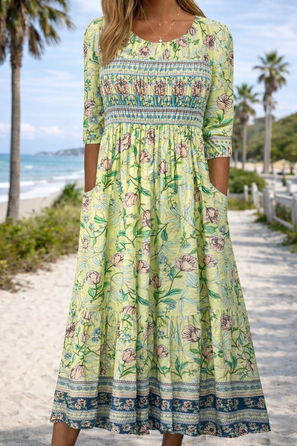 Letní midi šaty Zarusova s květinovým vzorem v boho stylu