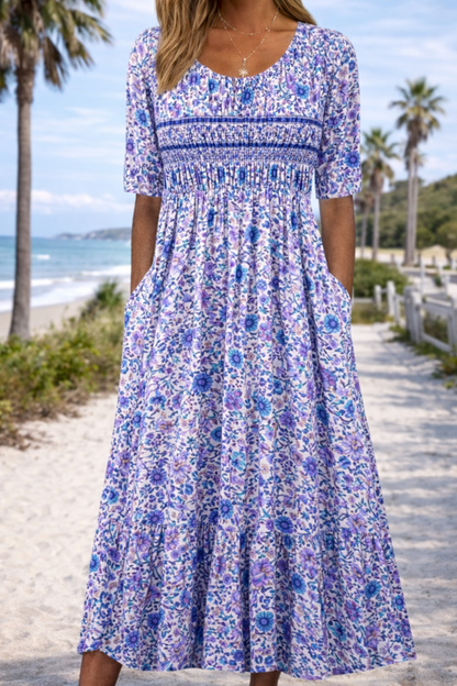 Letní midi šaty Zarusova s květinovým vzorem v boho stylu