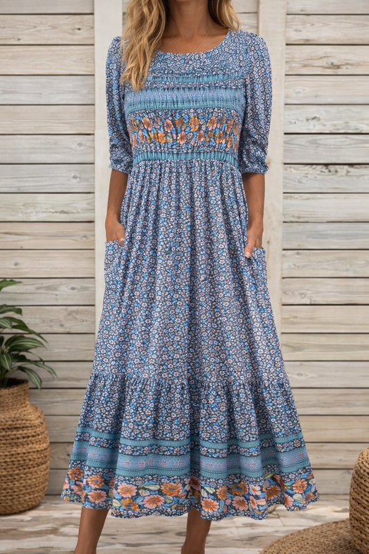 Dlouhé květinové šaty v boho stylu od Zarusova