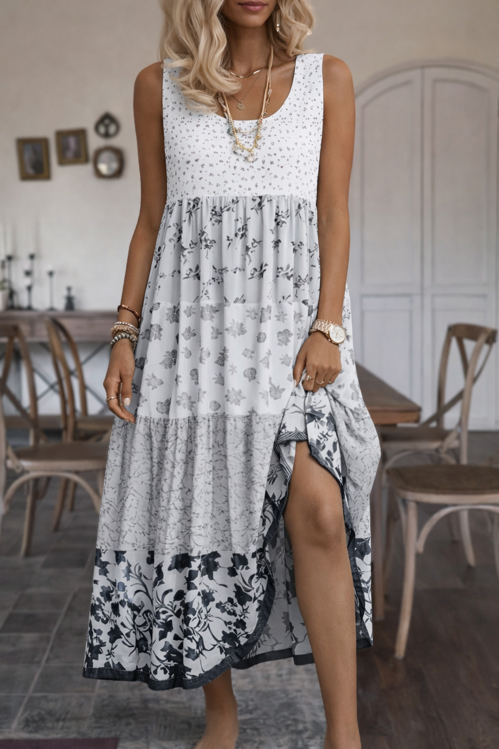 Boho potiskem zdobené šaty bez rukávů od Zarusova