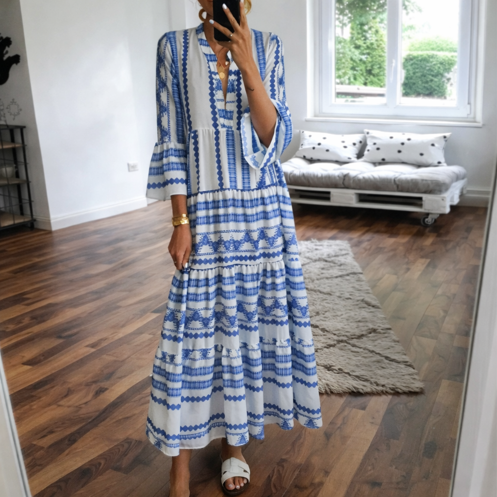 Boho geometrické maxi šaty Zarusova