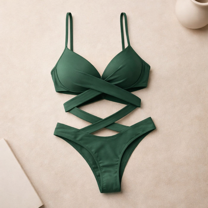 Elegantní barevně blokované bikiny Zarusova s ramínky