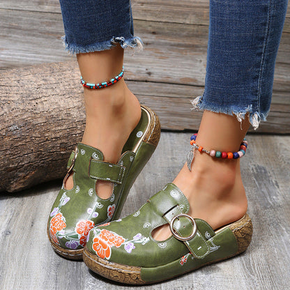 Boho Floral Zarusova Platform Clogs Sandals
