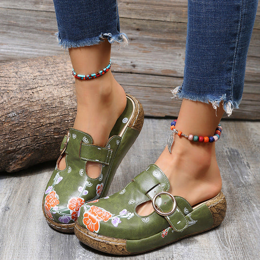 Boho Floral Zarusova Platform Clogs Sandals